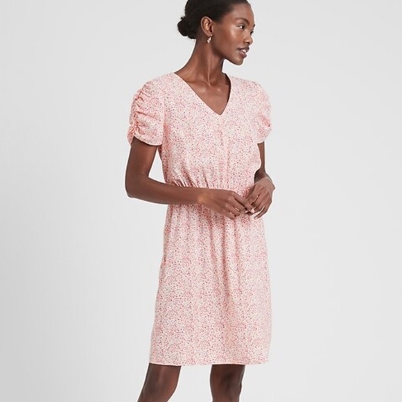 Banana republic Puff Sleeve Fit and Flare Dress Size XL - Picture 1 of 4